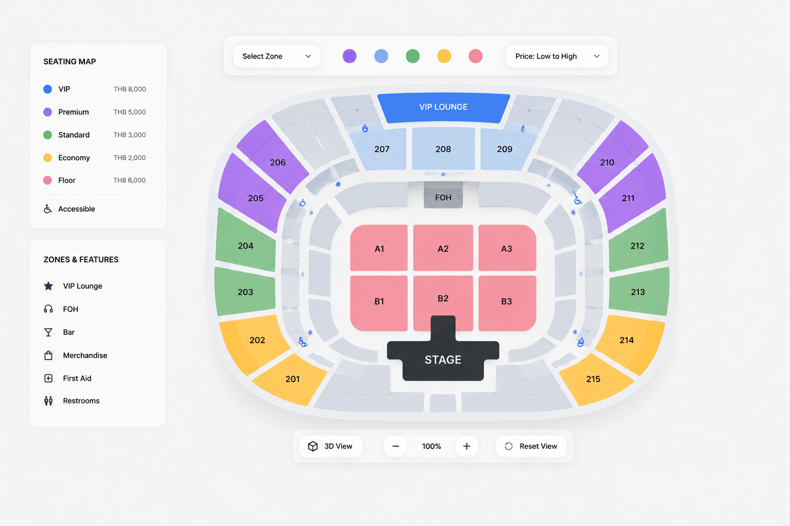 Customisable seat booking layouts for events and venues in thailand